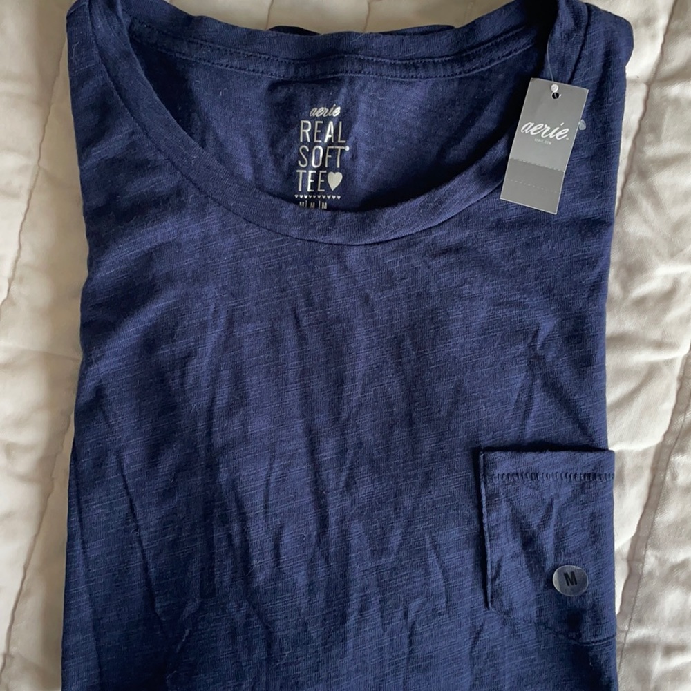 aerie real soft tee dark blue -M